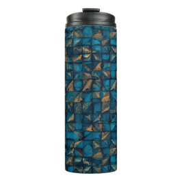 Mooie patchwork "look" in donker turquoise thermosbeker