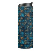 Mooie patchwork "look" in donker turquoise thermosbeker (Gedraaid links)