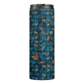 Mooie patchwork "look" in donker turquoise thermosbeker (Achterkant)