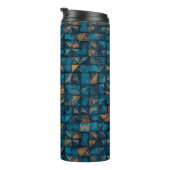 Mooie patchwork "look" in donker turquoise thermosbeker (Geroteerd rechts)