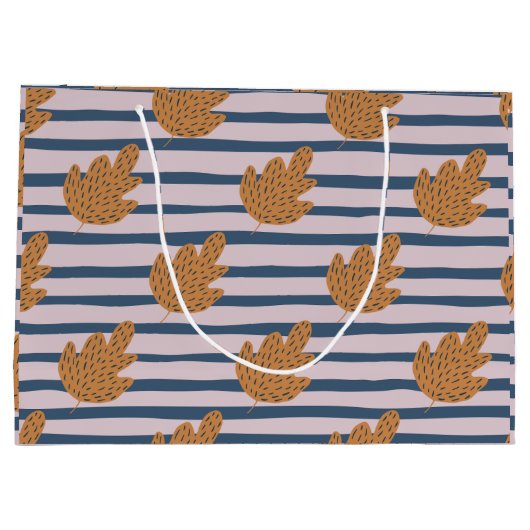 Mooie patronen en kleuren Strepen en blad Paars  Groot Cadeauzakje (Achterkant)