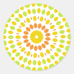 Mooie patroon in citruskleuren ronde sticker