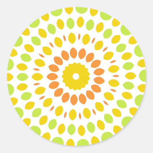Mooie patroon in citruskleuren ronde sticker (Voorkant)