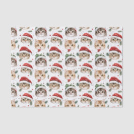 Mooie patroon kerst kat gezicht illustraties tissuepapier