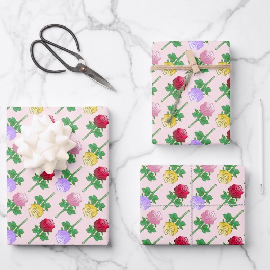 Mooie patroon met rozen inpakpapier vel (Voorkant)