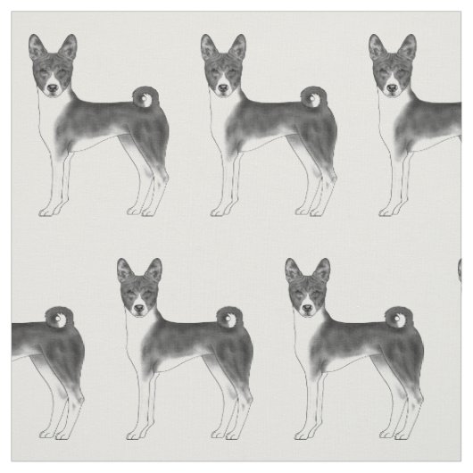 Mooie patroon van een Basenji-hond in zwart en wit Stof (Swatch)