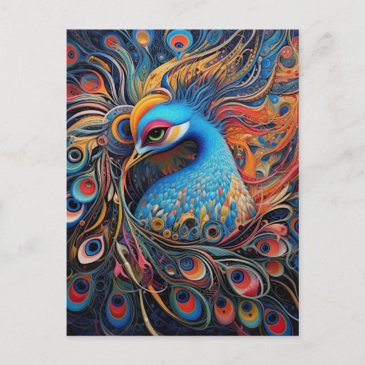 mooie pauw art nouveau briefkaart (Voorkant)