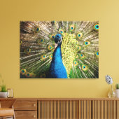 Mooie pauw canvas afdruk (Insitu (Woonkamer))