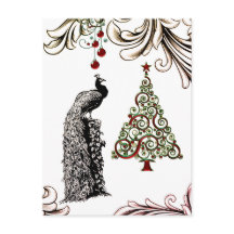 Mooie pauw en kerstboom