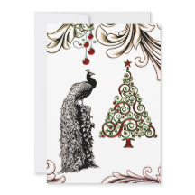 Mooie pauw en kerstboom flat