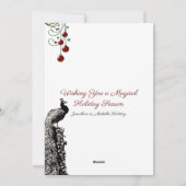 Mooie pauw en kerstboom flat feestdagenkaart (Achterkant)