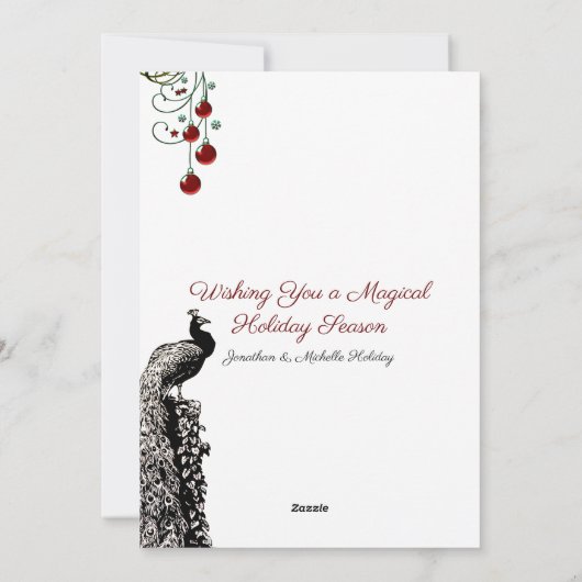 Mooie pauw en kerstboom flat feestdagenkaart (Achterkant)