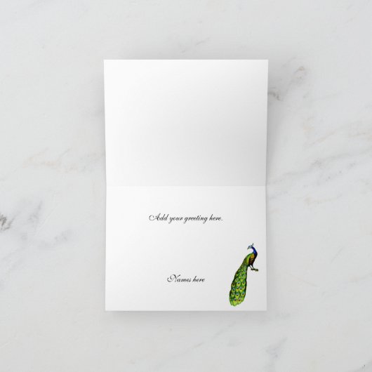 Mooie Pauw Huwelijksfoto Bedankkaart (Binnen)