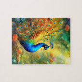 Mooie pauw in tuin vogel 98 legpuzzel (Horizontaal)