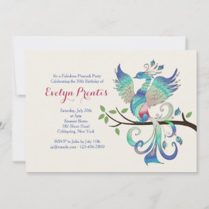 Mooie Pauw Invitatie Kaart