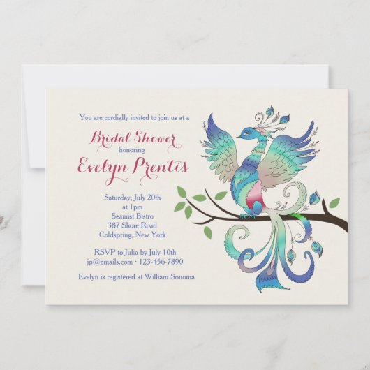 Mooie Pauw Invitatie Kaart (Voorkant)