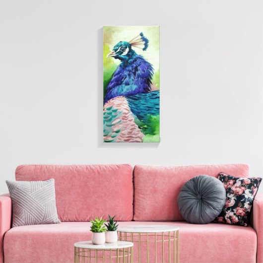 Mooie pauw kunst canvas afdruk (Insitu (Woonkamer))