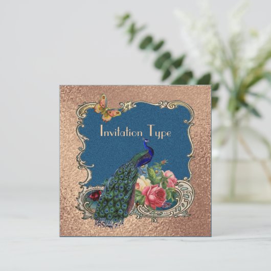 Mooie pauw kunst, gepersonaliseerd kaart (Staand voorkant)