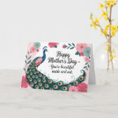 Mooie Pauw Moederdag Bloemen Kaart (Gele Bloem)