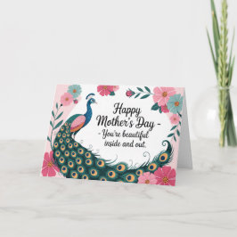 Mooie Pauw Moederdag Bloemen Kaart