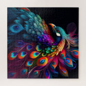 Mooie pauw op zwarte achtergrond legpuzzel (Horizontaal)