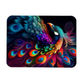 Mooie pauw op zwarte achtergrond magneet (Horizontaal)