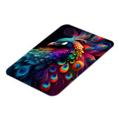 Mooie pauw op zwarte achtergrond magneet (Linkerzijde)