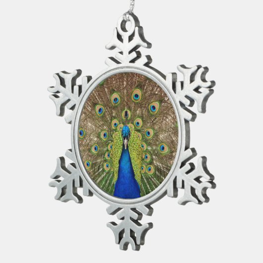 Mooie pauw printen kerstfeestdag tin sneeuwvlok ornament (Rechts)