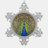 Mooie pauw printen kerstfeestdag tin sneeuwvlok ornament (Voorkant)