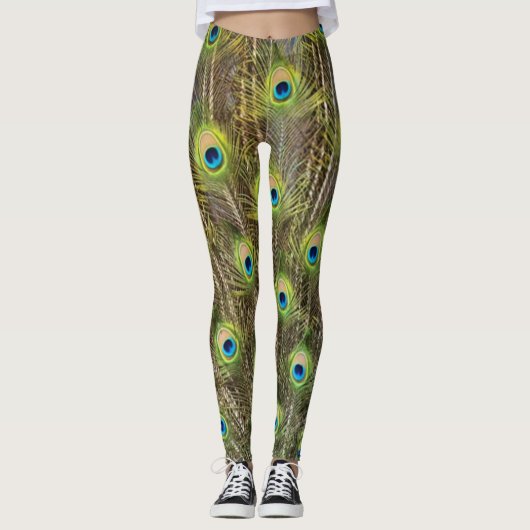 Mooie pauw vogel veren leggings (Voorkant)