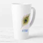 Mooie pauwenveer latte mok (Rechterhoek)
