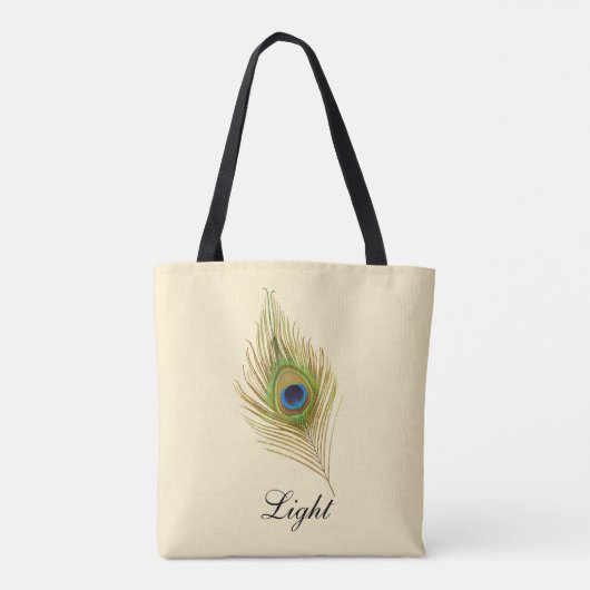 Mooie pauwerveer en kalligrafie tote bag (Achterkant)
