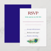 Mooie Pauwveer Bruiloft RSVP Kaartje (Voorkant / Achterkant)