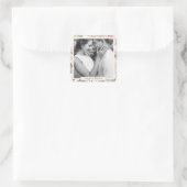 Mooie Peach Blush Rozen bruiloft foto Vierkante Sticker (Tas)