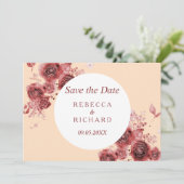 Mooie Peach en Bourgondië Save the Date (Staand voorkant)