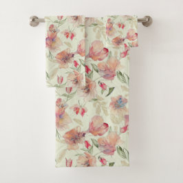 Mooie peach Floral Bad Handdoek