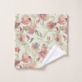 Mooie peach Floral Bad Handdoek (Wasdoekje)