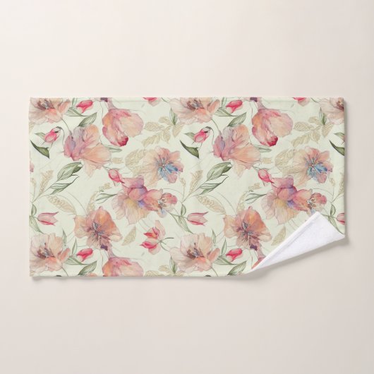 Mooie peach Floral Bad Handdoek (Handdoek)