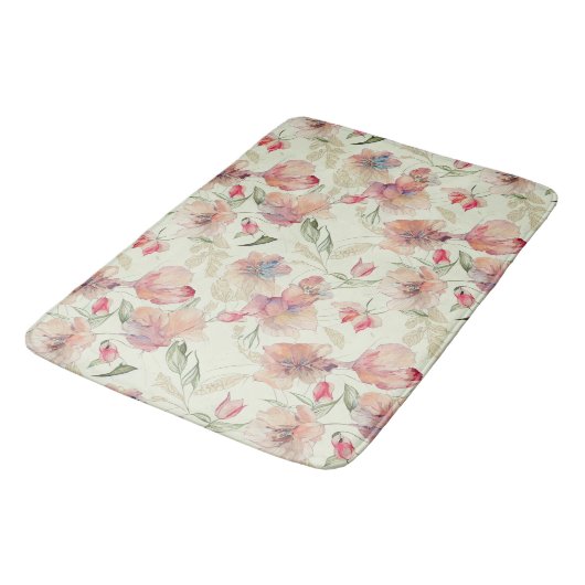 Mooie peach Floral Badmat (Gekanteld)