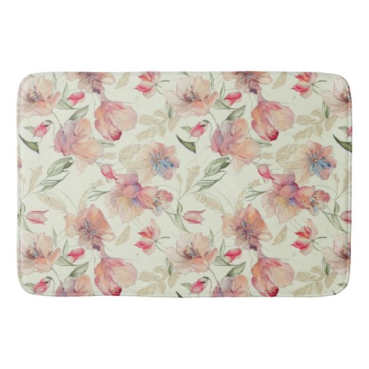 Mooie peach Floral Badmat (Voorkant)