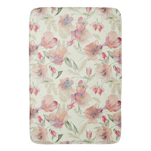Mooie peach Floral Badmat (Voorkant Verticaal)