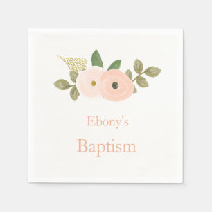 Mooie peach Floral Baptism Christening Napkin Servetten