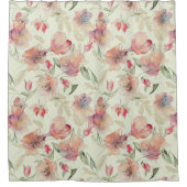 Mooie peach Floral Douchegordijn (Voorkant)