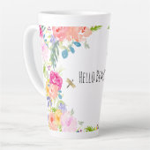 Mooie Peach Pink Gold Yellow Waterverf Floral Latte Mok (Linkerhoek)