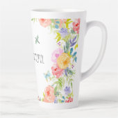 Mooie Peach Pink Gold Yellow Waterverf Floral Latte Mok (Rechts)