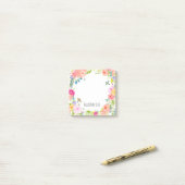 Mooie Peach Pink Gold Yellow Waterverf Floral Post-it® Notes (Op bureau)