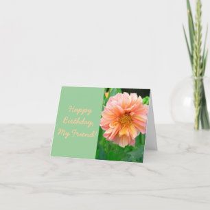MOOIE PEACHY-ROZE EN GELE DAHLIA KAART