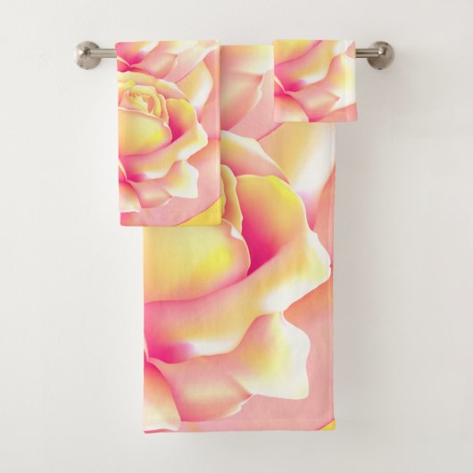 Mooie Peachy Yellow Rose Bad Handdoek (Insitu)