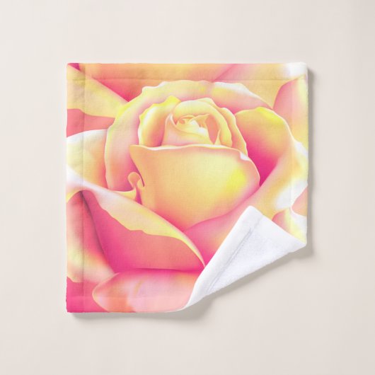 Mooie Peachy Yellow Rose Bad Handdoek (Wasdoekje)