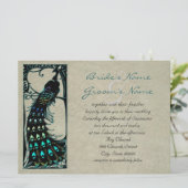 Mooie  Peacock Art Nouveau bruiloft Kaart (Staand voorkant)